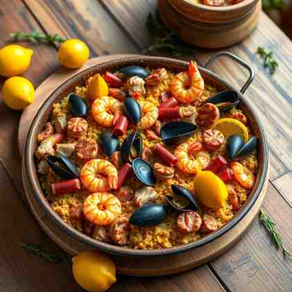 Paella Spanish Dish Recipe - Catalan-Style Mar i Muntanya